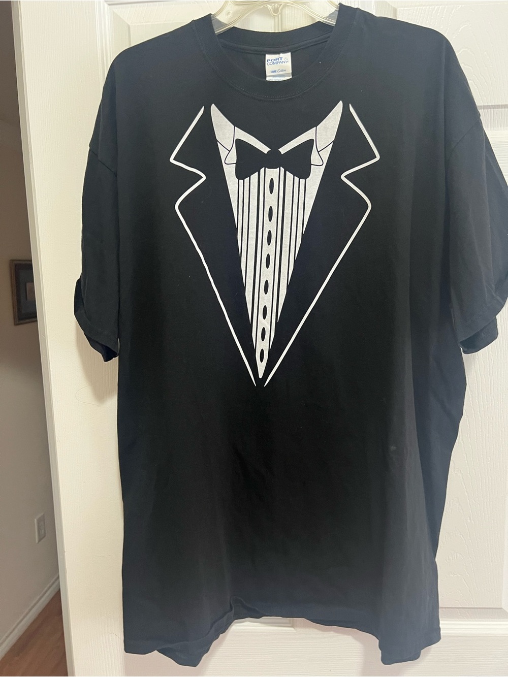 NWOT Men's Black & White Tuxedo T-Shirt Short Sleeved Round Neck Plain Back Knit